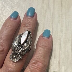 Sterling Silver Native Floral with Leaf Ring